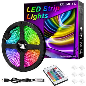 3M 10FT RGB LED Strip Lights, IP65 Waterproof Colored USB TV Backlight with Remote, 16 Color Changing 180 5050 LEDs Bias Lighting for HDTV, Multicolor for TV PC Background Lighting, No Adapter