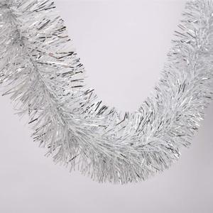 25 ft Long Roll Silver & White Tinsel Twist Garland, Shiny Metallic Foil Decorations for Halloween, Parade Floats, Christmas Eve, New Year Parties (4" x 25' Roll, Silver & White)