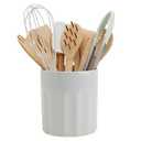 Mason Silicone Cooking Utensils, 12pcs Silicone Cooking Utensils Kitchen Utensil Set, Heat Resistant Kitchen Cookware with Wooden Handle for Nonstick Cookware, White