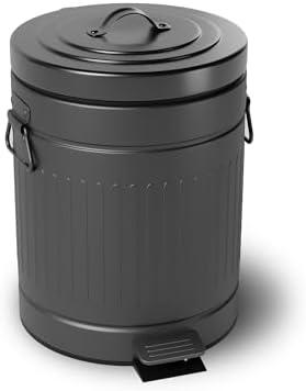Qflushor Smll Bathroom Trash Can with Lid, 1.3 Gallons Soft Close Garbage Can with Foot Pedal, Round Step Wastebasket for Bedroom, Office, Living Room, 5 Liters / 1.3 Gallons, Black