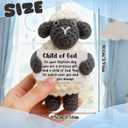 Handmade Crochet Little Black Sheep Baptism Gift for Boy or Girl - Sentimental Christening Keepsake with Child of God Blessing Card - Religious Nursery Decor for Goddaughter, Godson