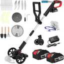 Electric Weed Wacker Eater Battery Powered,Cordless Weed Trimmer with 2 21V/2.0Ah Battery Operated & Charger & 90Min Runtime, 5 Blades for Thick Weeds/Edging/Mowing for Garden Yard - Black
