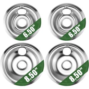 Silver G-E Electric Stove Drip Pans GE68C G-E Range Drip Pans Bowls-4 Packs 2 X 6" and 2 X 8", Burner Drip Pans Compatible for G-E Stove Drip Pans and Hot-Point etc Electric Ranges by MIFLUS