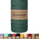 Likeecords 4mm Polyester Braided Macrame Cord 140Yards /426Feet,Elastic Yarn for Crocheting Bag Cord for DIY Crafts,Plant Hangers, Bag, and Home Decorations (Bean Green)