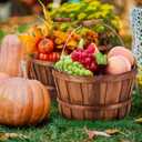 Marsui 8 Pcs Natural Wooden Fruit Baskets 11'' x 6.5'' - Fall Thanksgiving Halloween Decoration, Farmhouse Harvest Storage Bin, Portable Handle Apple Basket for Kitchen Farm Party Home Gift Giving
