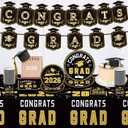 2 x OHOME Graduation Decorations 2026 - Graduation Decorations Class of 2026 - Serve 24 - Black Plates Tablecloth Napkins Cups Banner - Graduation Party Favors Supplies