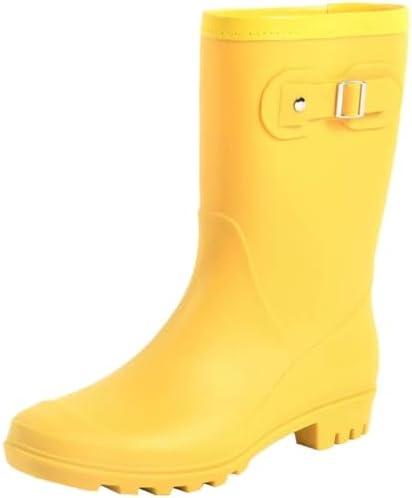Fubotao Women's Mid Calf Rain Boots Waterproof Fashion Garden Shoes Anti-slipping Rainboots For Women Comfortable Insole Light Rain Shoes Size 42