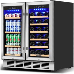 Bottled Beverage Refrigerator 30 Inch, Beverage Fridge Dual Zone with Upgraded Cooling, Bottled Beverage Cooler Built-in or Freestanding, 30 Bottles and 110 Cans Large Capacity