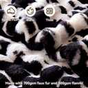 Anysay Faux Fur Throw Blanket, 1000GSM Fluffy Soft Bubble Blanket for Couch Bed, Cozy Plush Warm and Thick Blanket, Fuzzy Rabbit Throw for Living Room Bedroom 50''*60'' Cow Black