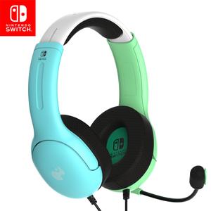 PDP Gaming LVL40 Stereo Headset with Mic for Nintendo Switch/Switch Lite/OLED - Wired Power Noise Cancelling Microphone, Lightweight, Soft Comfort On Ear Headphones (Animal Crossing Blue & Green)
