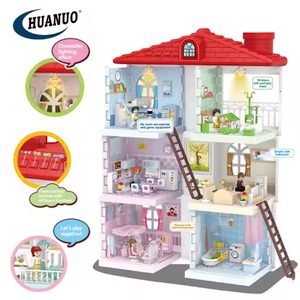 Educational Accessories Doll House with Music&light Plastic Furniture Toys Diy Doll