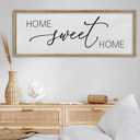 FZMHASLWW Living Room Wall Decor Home Sweet Home Sign 32"×12" Farmhouse Family Horizontal Plaque for Entryway Large Rustic House Modern Minimalist Wood Framed Wall Hanging Art (Wood)