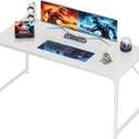 PRAISUN 55 X 24 Inch Computer Desk with Deeper Desktop, Gaming Office Writing Work Desk for Home Office, Study, Bedroom, Work from Home, Metal Frame, White
