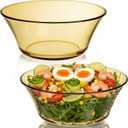 ZEAYEA 2 Pack 9 inch Glass Salad Bowls, Round Serving Bowls for Mixing Salad or Cereal, Amber Glass Prep Bowls for Cooking Baking Prepping, Dishwasher Safe