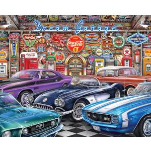 Springbok - Dream Garage - 1000 Piece Jigsaw Puzzle with classic muscle cars (Multi)