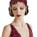 BABEYOND 1920s Flapper Headpiece Roaring 20s Headband Great Gatsby Headband Chain for Women Vintage Hair Accessory (Red)