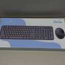 Wireless Keyboard and Mouse Combo, Ergonomic Full Size Typewriter Retro Round Keycaps Keyboard, Compatible with Windows, PC, Perfer for Home and Office Keyboards (Black