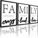 3D Wood Family Wall Decor, 36" x 16" Framed Family Sign Wall Art, 3D Pictures for Living Room (Ready to Hang, 12x16 inches, Set of 3, Framed)