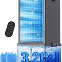 4-IN-1 Windowless Air Conditioner Portable w/ 4 Speeds & 4 Modes, 3.2-Gal Dual Tank for 24H Cooling, Waterless Alert System, 12H Timer, Remote & Touch, Swamp Cooler Air Conditioner for Bedroom