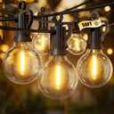 Brightown Outdoor String Lights - Connectable Dimmable LED Patio String Lights with G40 Globe Plastic Bulbs, All Weatherproof Hanging Lights for Outside Backyard Porch (50 ft - 25 LED Bulbs) (Black)