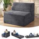 Kasunpul Folding Sofa Bed with Pillow, Memory Foam Fold Out Chair Bed, Convertible Sleeper Chair with Washable Cover, Futon Floor Couch for Living Room/Dorm/Guest Use/Home Office/Apartment, Gray (Grey)