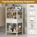 Makeup Organizer Rolling Cart with Drawer, Makeup Organizer on Wheels, Rolling Makeup Bathroom Storage Cart, Cosmetics Display for Nail Polish Makeup Brush