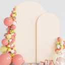 Wokceer Wedding Arch Backdrop Cover 7.2FT, 6FT Spandex Fitted Wedding Arch Stand Covers 2 Set Round Top Chiara Backdrop Stands Cover for Birthday Party Ceremony Banquet Decoration Beige