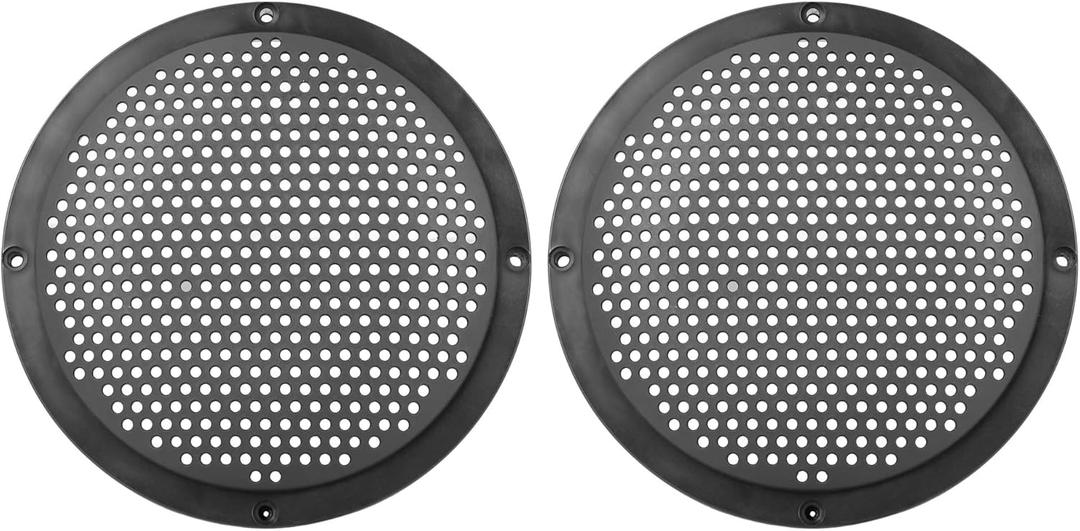 X AUTOHAUX 2pcs 6" Plastic Audio Speaker Cover Mesh Subwoofer Grill Horn Guard Decorative Circle Grille Protector Black for Car