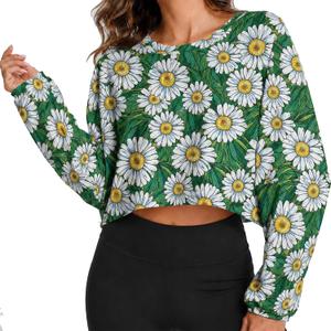 Women's Lightweight Cropped Sweatshirt, Loose Batwing Pullover Top (XS)