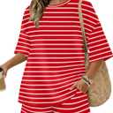 Sampeel Womens 2 Piece Sets 3/4 Sleeve Oversized Tops Lounge Sets Loungewear Business Casual Summer Outfits Workout L