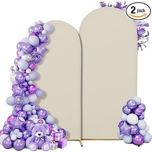 Wedding Arch Cover Spandex Arch Backdrop Cover 7.2FT,6FT Set of 2 Arch Stand Cover Arch Covers Stretchy Backdrop for Wedding Birthday Party Decoration Baby Shower (OffWhite)