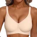 VertVie Womens Comfortable Seamless Wireless Bra No Underwire T Shirt Full Coverage Sleep Bralettes Push Up Supportive Everyday Bras M