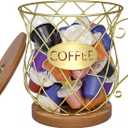 Generic Gold-HH Coffee Pod Holder with Lid - Large Capacity Coffee Creamer Holder & Organizer - Countertop Coffee Decor Station for Pods, Espresso, Capsules, Creamer