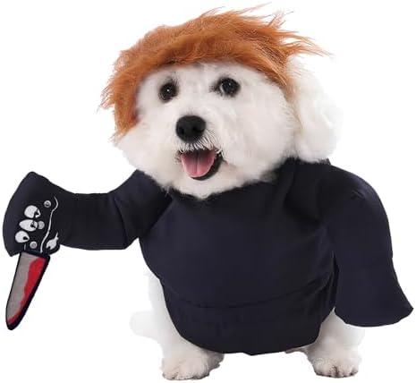 Funny Dog Jumpsuit with Knife, Halloween Pet Costume, for Small Dogs (Medium) : Pet Supplies