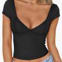 Trendy Queen Womens Summer V-Neck Backless Cute Tops Short Sleeve Sexy Slim Fit T-Shirts Y2K Clothes Corset Cami 2025, Size: M