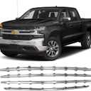 NINTE Grille Overlay Fits for Chevy Silverado 1500 LT RST Models 2019 2020 2021 2022 ABS Chrome Snap On Trim Billet Grille Covers Inserts 4pcs