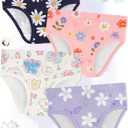 Girls' Underwear,Soft Cotton Tagless Panties for Toddlers' & Little Kids' Comfort,Breathable Briefs,8-Pack, 10T