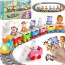Toddler Toys for 1 2 3 Year Old, Electric Zoo Animal Train Set with Music, Lights & Steam, Montessori Counting, Matching & Sorting Learning Toys, Christmas Birthday Gifts for Baby Boys Girls 18 M+