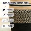 Fiona's magic 65L Cotton Rope Laundry Hamper, Large Woven Tall Laundry Basket for Storage Clothes and Toy in Bedroom, Living Room Organizing, Collapsible, Brown & Black