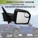 Passenger Side Mirror Compatible With 2015-2020 Ford F150 With Power Glass Non-Heated Without Turn Signals Texture Black FL3Z17682AK 3-Pins