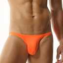 Men's Underwear Bikini Briefs Mini Low Rise Fashion Sport Stretchy Thin Breathable Sexy (Large, Orange)