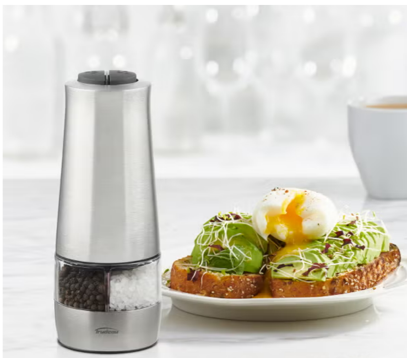 Trudeau 2 in 1 Stainless Steel Automatic Electric Salt and Pepper Grinder with 6 AAA Battery
