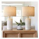 PoKat 23" Modern Ceramic Table Lamp Set of 2 for Living Room White Desk Lamps for Bedroom Farmhouse Bedside Nightstand Lamp House Warming Gifts New Home Decor End Table Lamps Gifts for Women Mom Beige