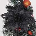 RECUTMS 10 Packs Christmas Glitter Poinsettia Flowers Artificial Christmas Flowers Decorations Wedding Xmas Tree New Year Ornaments Xmas Garland Wreath DIY Decorations Supplies(Black)