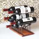 ALLCENER Countertop Bottle Rack, Tabletop Wood Bottle Holder, Hold 6 Bottles, Perfect for Home Decor & Kitchen Storage Rack, Bar, Cellar, Cabinet, Pantry, etc., Wood & Metal (Bronze)