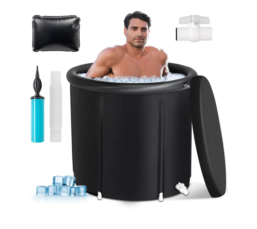 Outvita Ice Bath Tub for Athletes, 105 Gal Multiple Layered Portable Cold Plunge Tub with Cover for Recovery & Cold Water Therapy, Inflatable Ice Barrel for Family Gardens Indoor Outdoor Gyms Arena