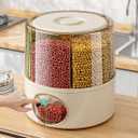22LB Rice Dispenser, Large Grain Container Storage with Lid Measuring Cylinder Household Cereal Dispenser Bucket for Kitchen Soybean Corn (6 Grids-22LBS)