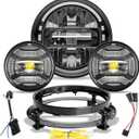 SPL 1000% Bright 7 inch Motorcycle LED Headlight with Halo DRL 4.5" Fog Passing Lights DOT Kit Compatible with Road King Electra Glide Street Glide Heritage Softail Ultra Classic Fat Boy Tri, Black