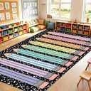 Dunzy 7.6 x 12 ft Large Crayon Classroom Rug Elementary, Back to School Colored Pencils Classroom Decor Educational Area Carpet for Preschool Kindergarten Learning Space Playroom Nursery