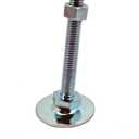 J.W. Winco 16N100T30/OS Series GN 440 Carbon Steel Plain Leveling Feet, Zinc Plated and Blue Passivated Finish, Metric Size, 40mm Base Diameter, M16 x 2.0 Thread Size, 100mm Thread Length